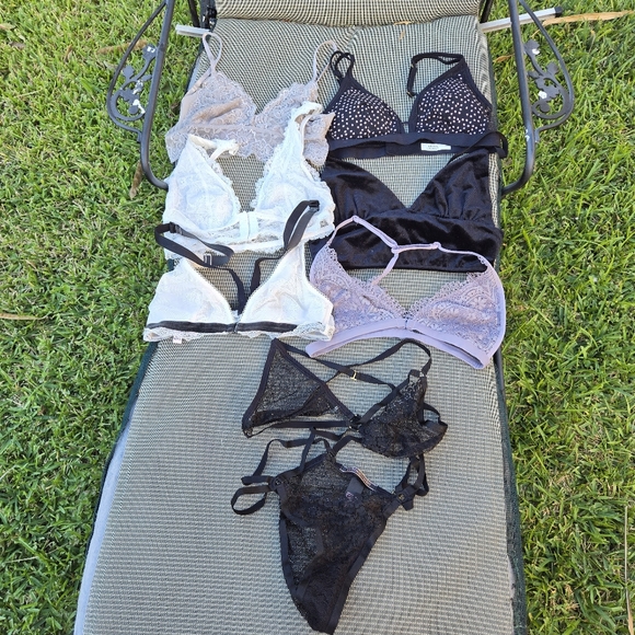 Bundle 7 Items Victoria's Secret Black Strappy Teddy S + 6 Bras/bralettes